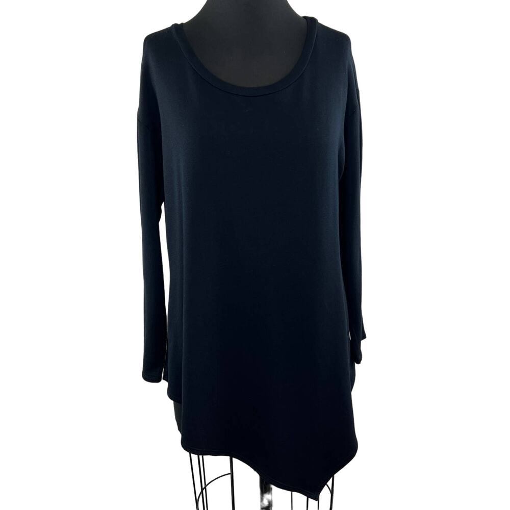 Soft JOIE Black Scoop Neck Long Slv Pullover Asymmetric Hem Tunic Top Medium M